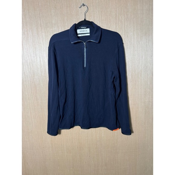 Seneca $245 Quarter Zip Pullover Long Sleeve Shirt Mens Small Navy Blue - Picture 1 of 6